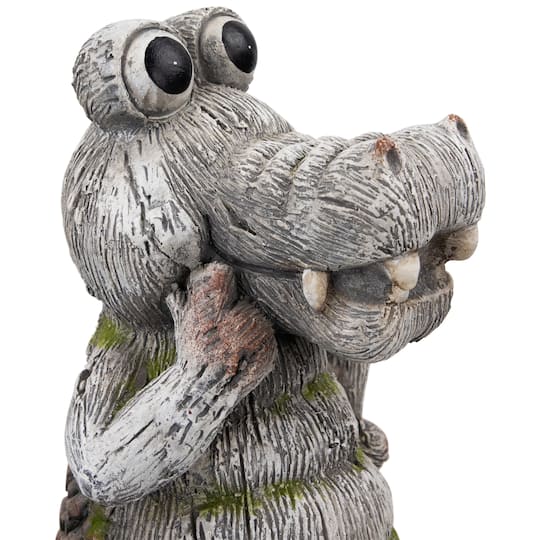 13.25" Posing Crocodile Outdoor Garden Statue